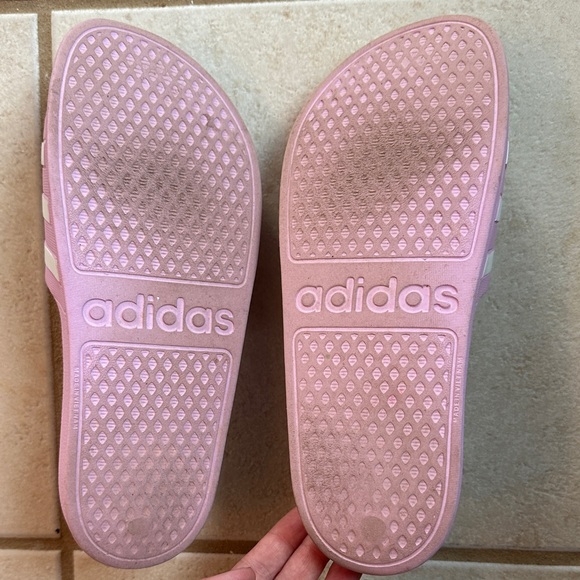 Adidas‎ Women's Pink and White Slide Sandals - Picture 2 of 3